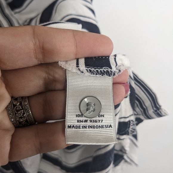 STYLUS Short Sleeve Striped Button Down Top - Picture 5 of 6